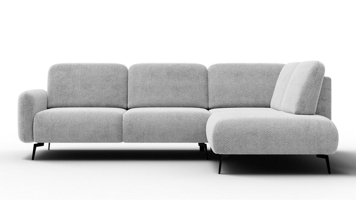 ECKSOFA FEBE 5-Sitzer rechts, hellgrau - Hellgrau/Schwarz, Holz/Textil (271/190cm) - Wozimo