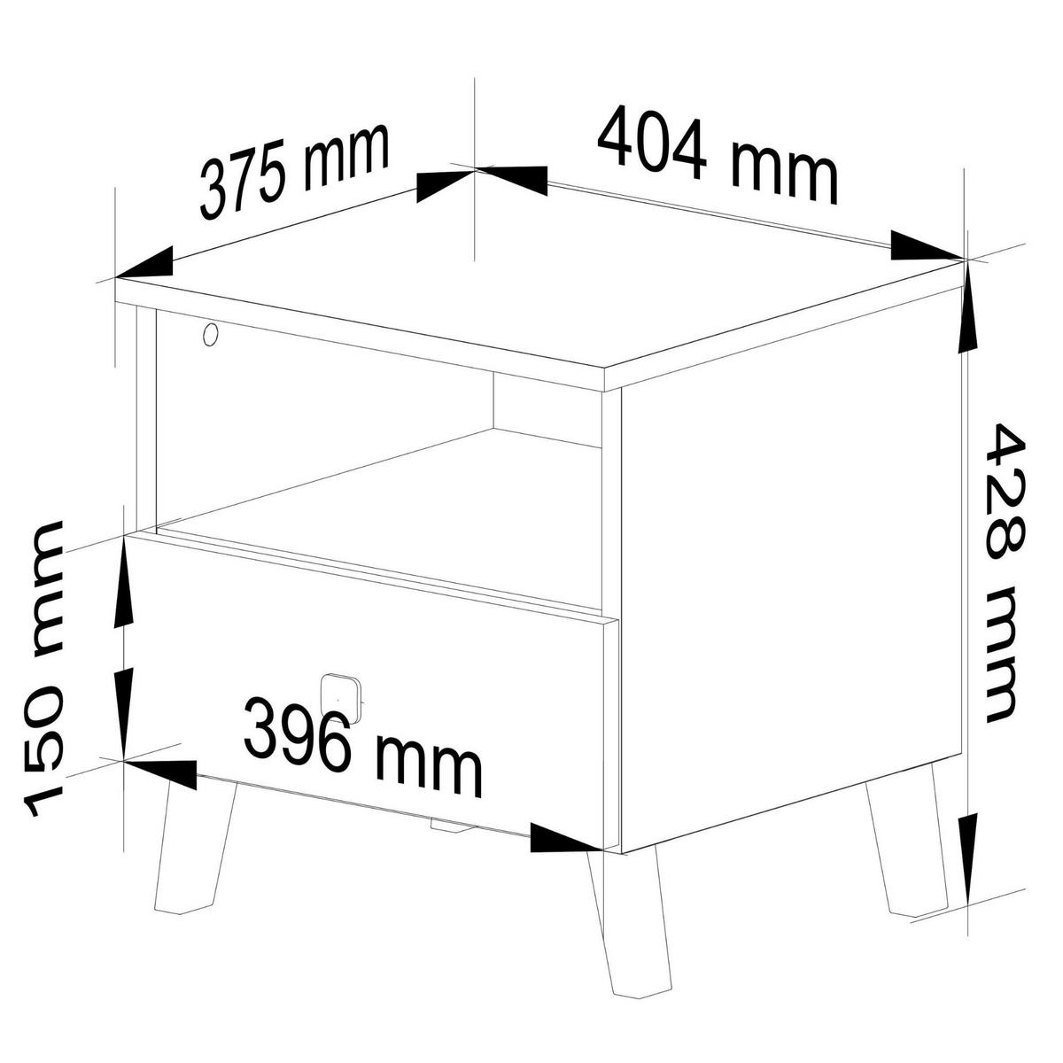 NACHTTISCH Weiß, Schwarz 43/40/37 - Schwarz/Weiß, Holzwerkstoff (40/43/37cm) - RAUMHIRSCH FURNITURE