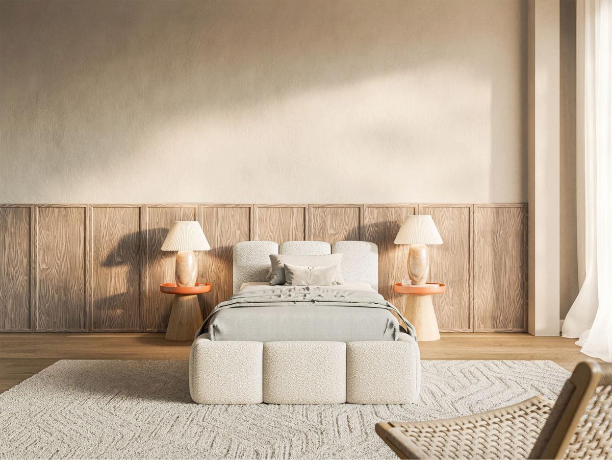 POLSTERBETT Cloudy Low Hellbeige Bouclé, Bettkasten & Lattenrost, 90x200 cm - Ecru/Schwarz, Kunststoff/Textil (90/200cm) - Selsey
