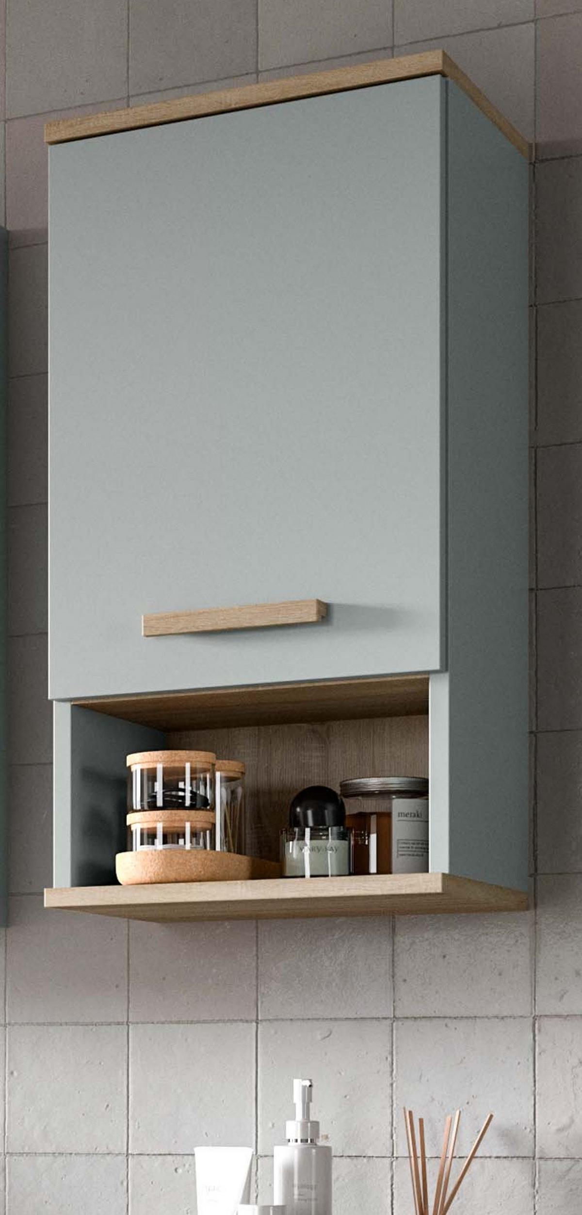 HÄNGESCHRANK grün, Eiche 34 x 68 cm, Badschrank hängend skandinavisch - Eichefarben/Grün, Holzwerkstoff (34/68/28cm) - Inn.Furn