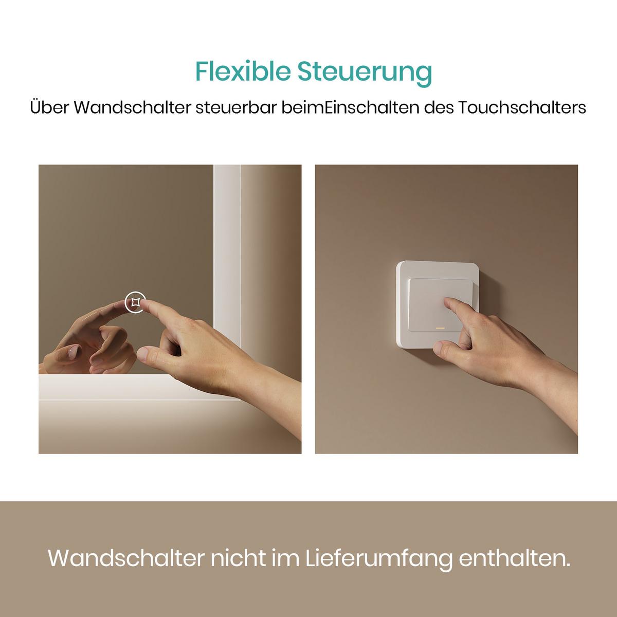 BADSPIEGEL mit Touch-Bedienung Beleuchtung 120/60 cm - Transparent, Glas (120/60/3.5cm) - EMKE