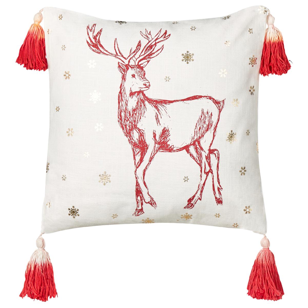 DEKOKISSEN 2er-Set Cremeweiß 45/45 cm Vallota - Rot/Goldfarben, Naturmaterialien (45/45cm) - Beliani