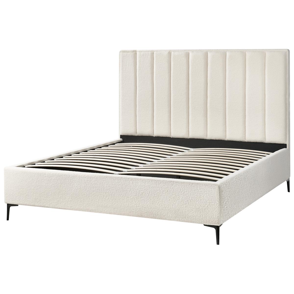 BETT mit Stauraum 180/200 cm Cremeweiß Sezanne - Schwarz/Weiß, Textil (180/200cm) - Beliani