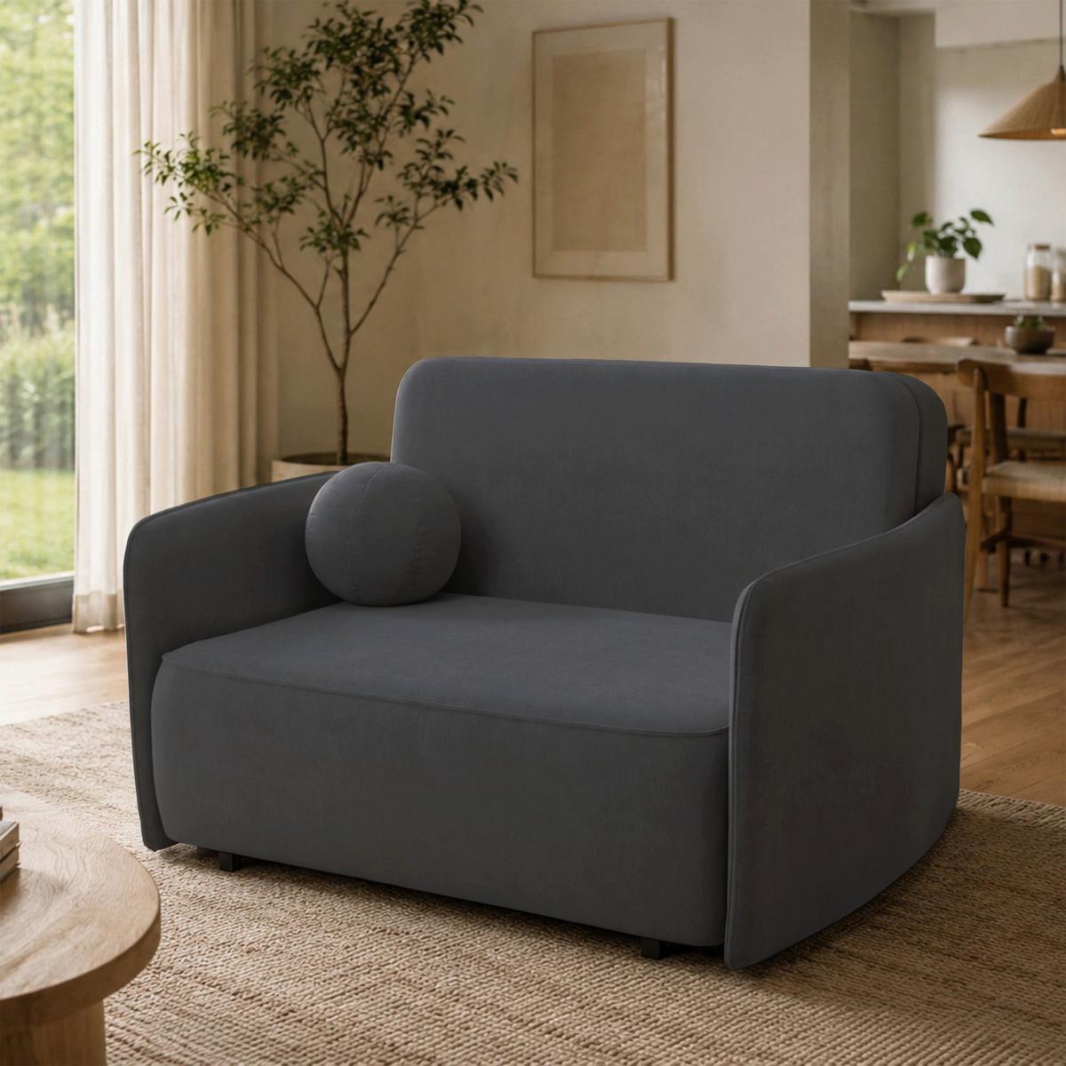 SCHLAFSOFA Paxi 145 cm - Dunkelgrau/Schwarz, Textil/Metall (145/84/106cm) - Selsey