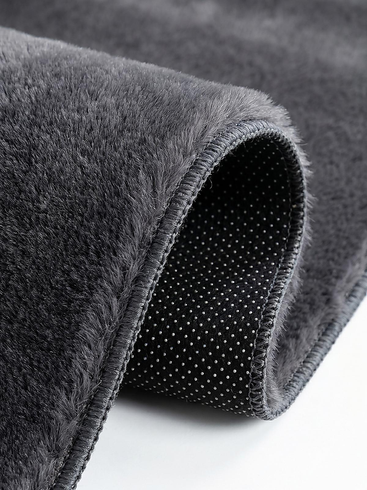 KURZFLORTEPPICH Antirutsch Uni DOUBS Polyester Anthrazit 140 x 200 cm - Anthrazit, Textil (140/200cm) - KADIMA DESIGN