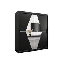 SCHWEBETÜRENSCHRANK 200/180/62 2-türig - Silberfarben/Schwarz, Holz/Kunststoff (180/200/62cm) - MÖBEL KRYSPOL