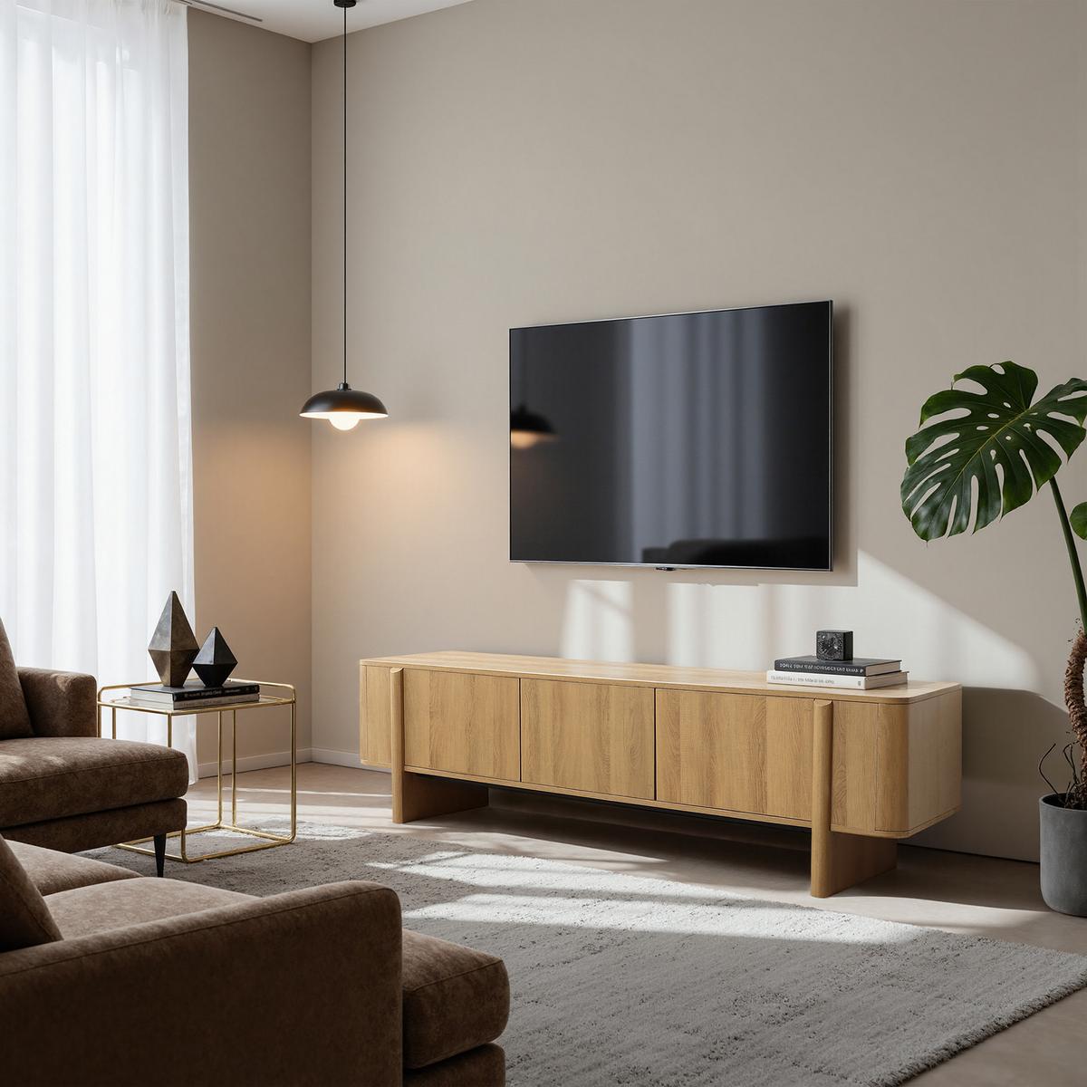 TV-SCHRANK Modern im Lowboard-Design,Eichenfarben,Holzoptik | B160 x T40 x H50 cm - Eichefarben, Holz (160/50/40cm) - Hometopia