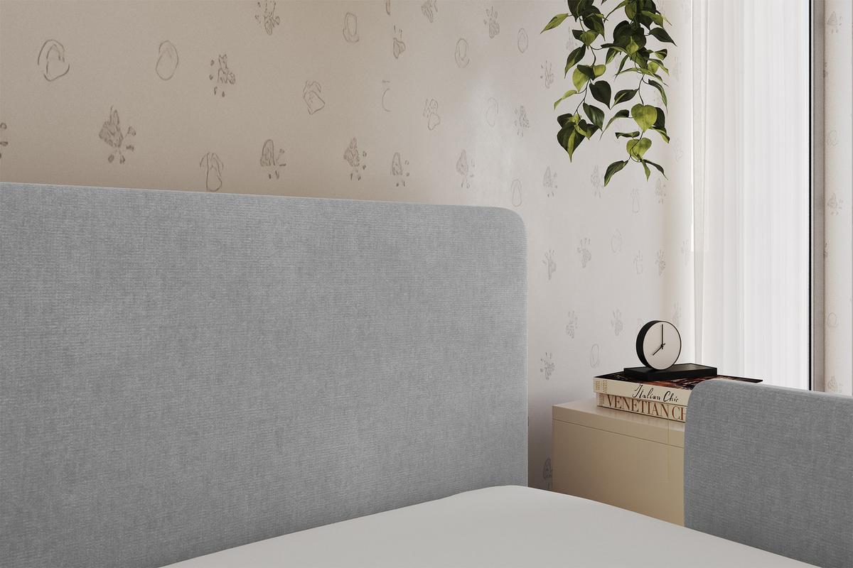 EINZELLBETT Jugendbett mit Bettkasten und Matratze H3/H4, Links - NORY 80x200 Grau - Hellgrau, Holzwerkstoff/Textil (80/200cm) - ALTDECOR