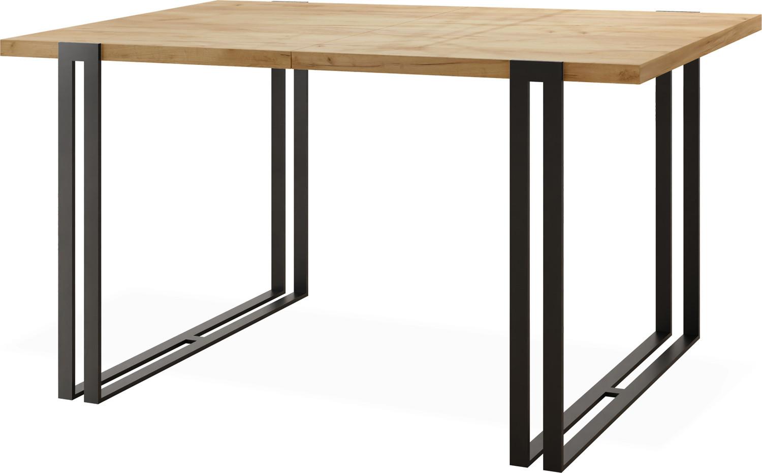 ESSTISCH Marco rechteckig ausziehbar, Craft Eiche 120-220/80/76 cm - Eiche Wotan/Schwarz, Holzwerkstoff/Metall (80/220/76cm) - WFL GROUP