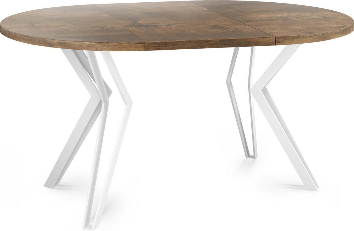 ESSTISCH Austin runder ausziehbarer, Lefkas Eiche 100-180/100/76 cm - Alteiche/Weiß, Holzwerkstoff/Metall (100/180/76cm) - WFL GROUP