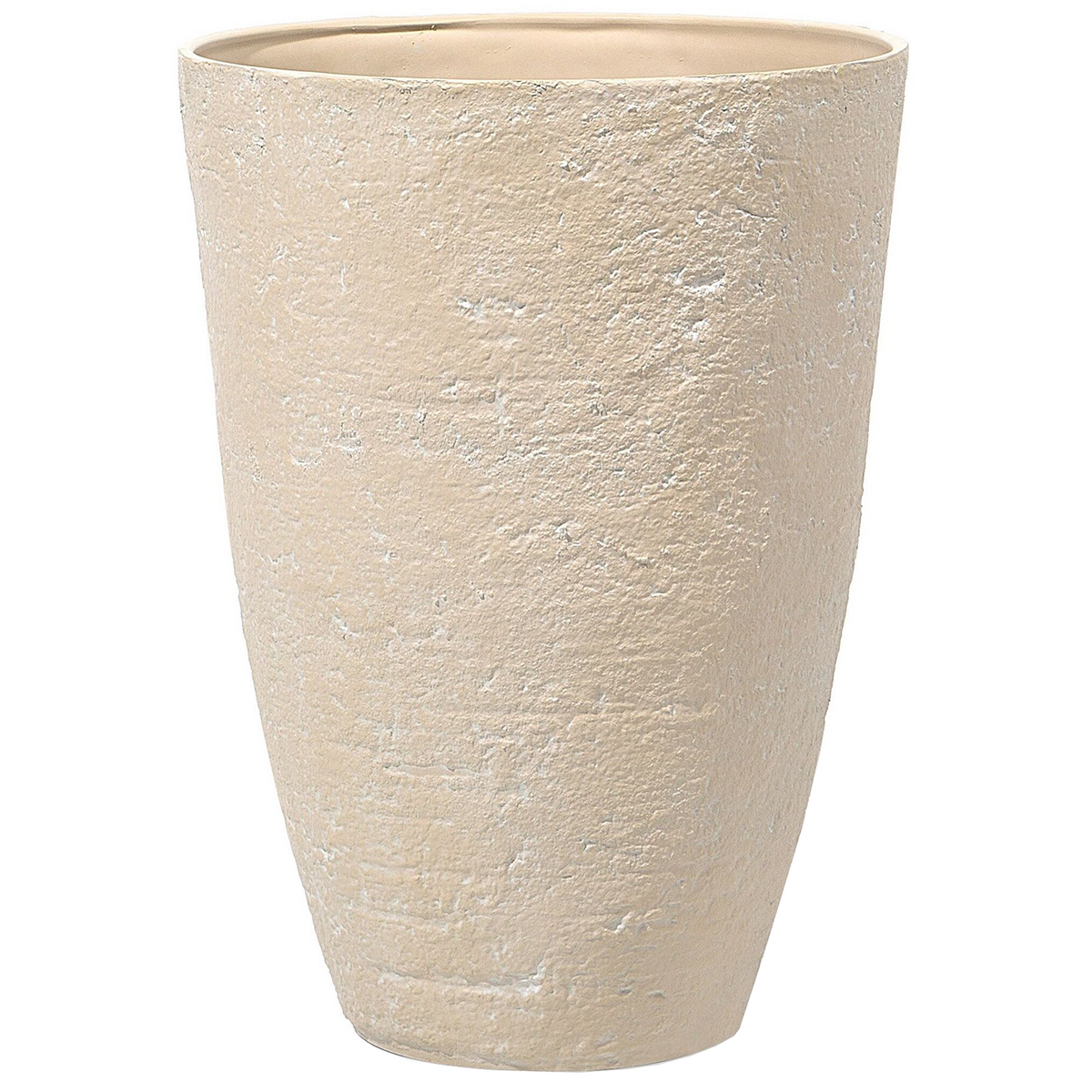 BLUMENTOPF 2er-Set sandbeige rund 51/51/71 cm Camia - Beige, Stein (71cm) - Beliani