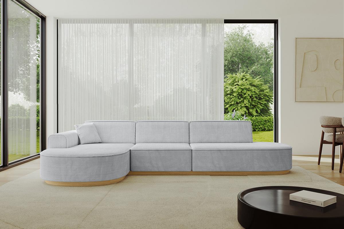 ECKSOFA Ottomane Links MARI-L2-v2 - 328x171x83 cm Grau Cord - Grau, Holzwerkstoff/Textil (328/171cm) - ALTDECOR