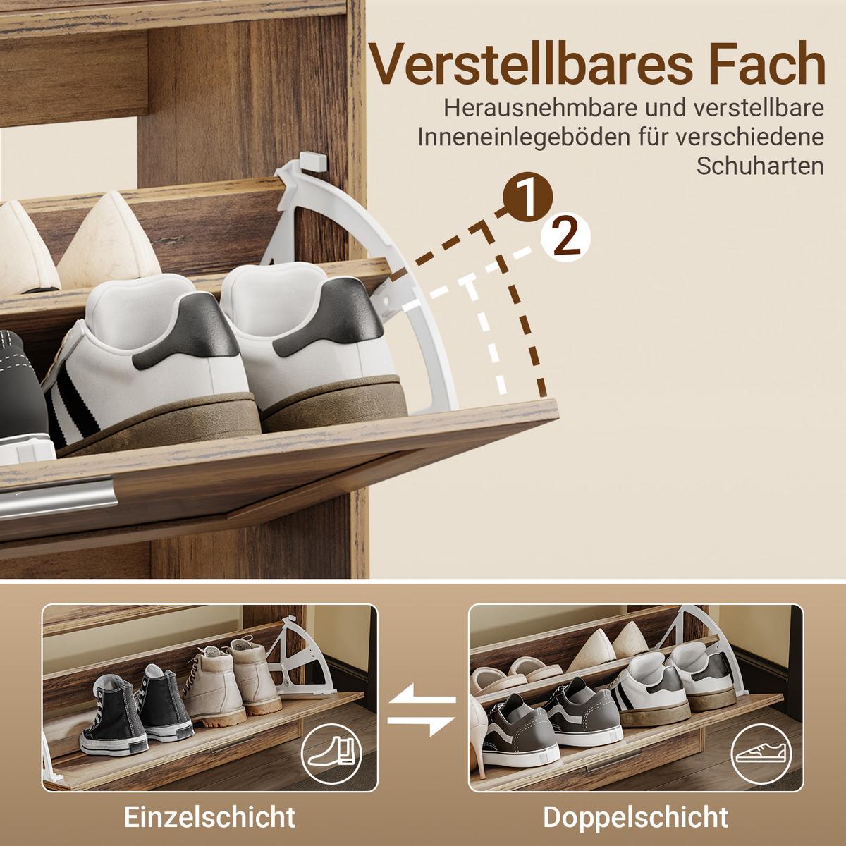 SCHUHBANK mit Sitzfläche schmal 75x24x53cm Braun - Braun, Holzwerkstoff (24/53/75cm) - SoBuy