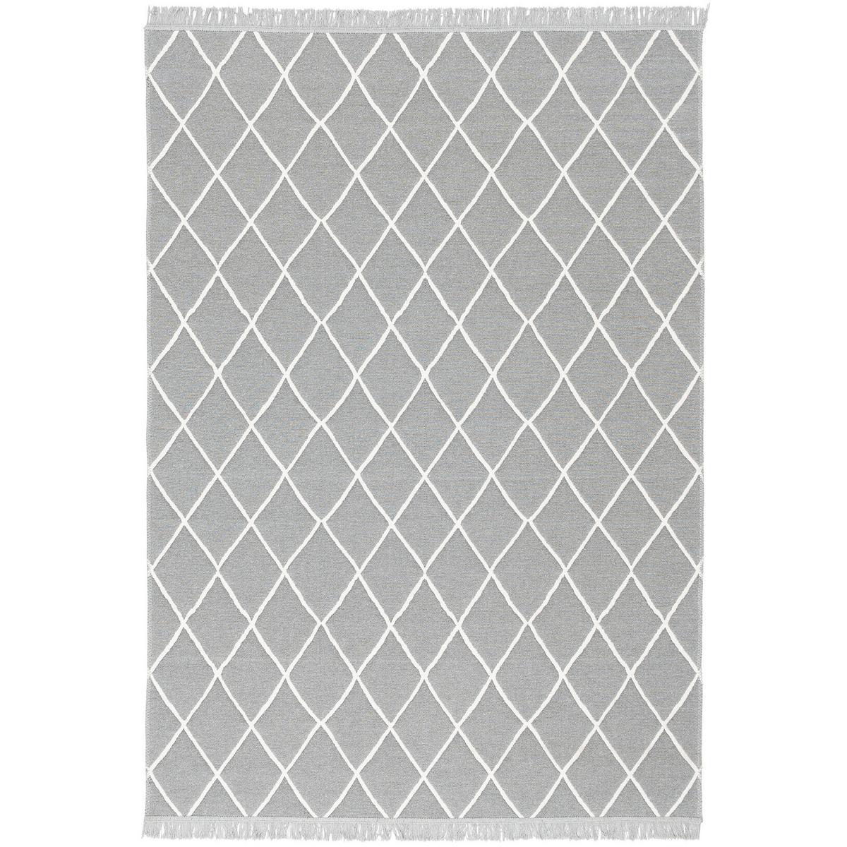 TEPPICH BEIDSEITIG ETHNO KELIM RAUTEN - Weiß/Grau, Textil (140/200cm) - Pergamon