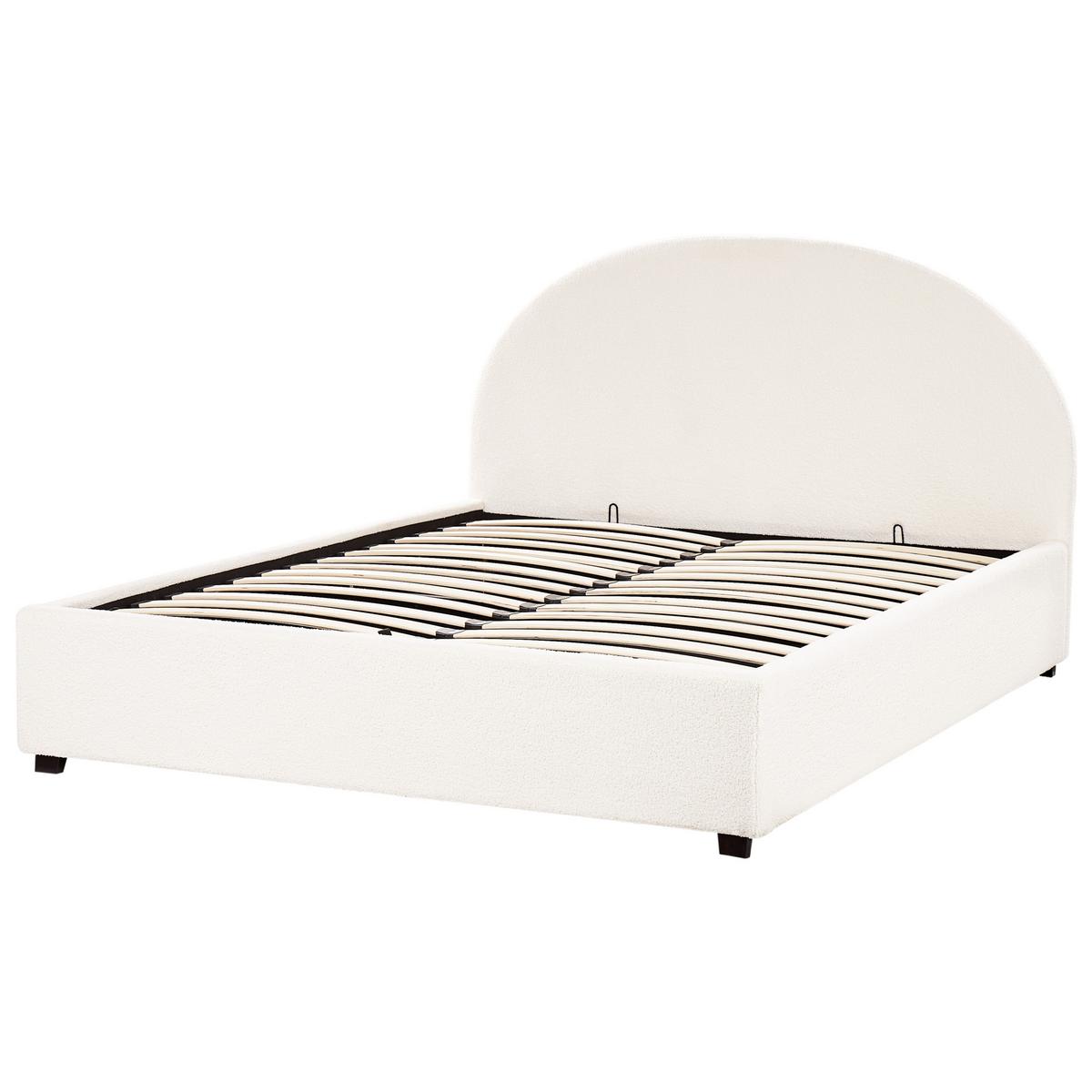 BETT mit Stauraum 160/200 cm Cremeweiß Vaucluse - Weiß, Textil (160/200cm) - Beliani
