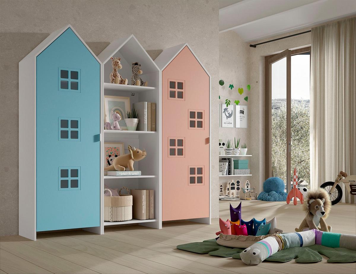 REGALSCHRANK Set Kania 173x37x171 MDF Weiß /Bunt - Blau/Pink, Holzwerkstoff (173/171/37cm) - 58aufmkessel
