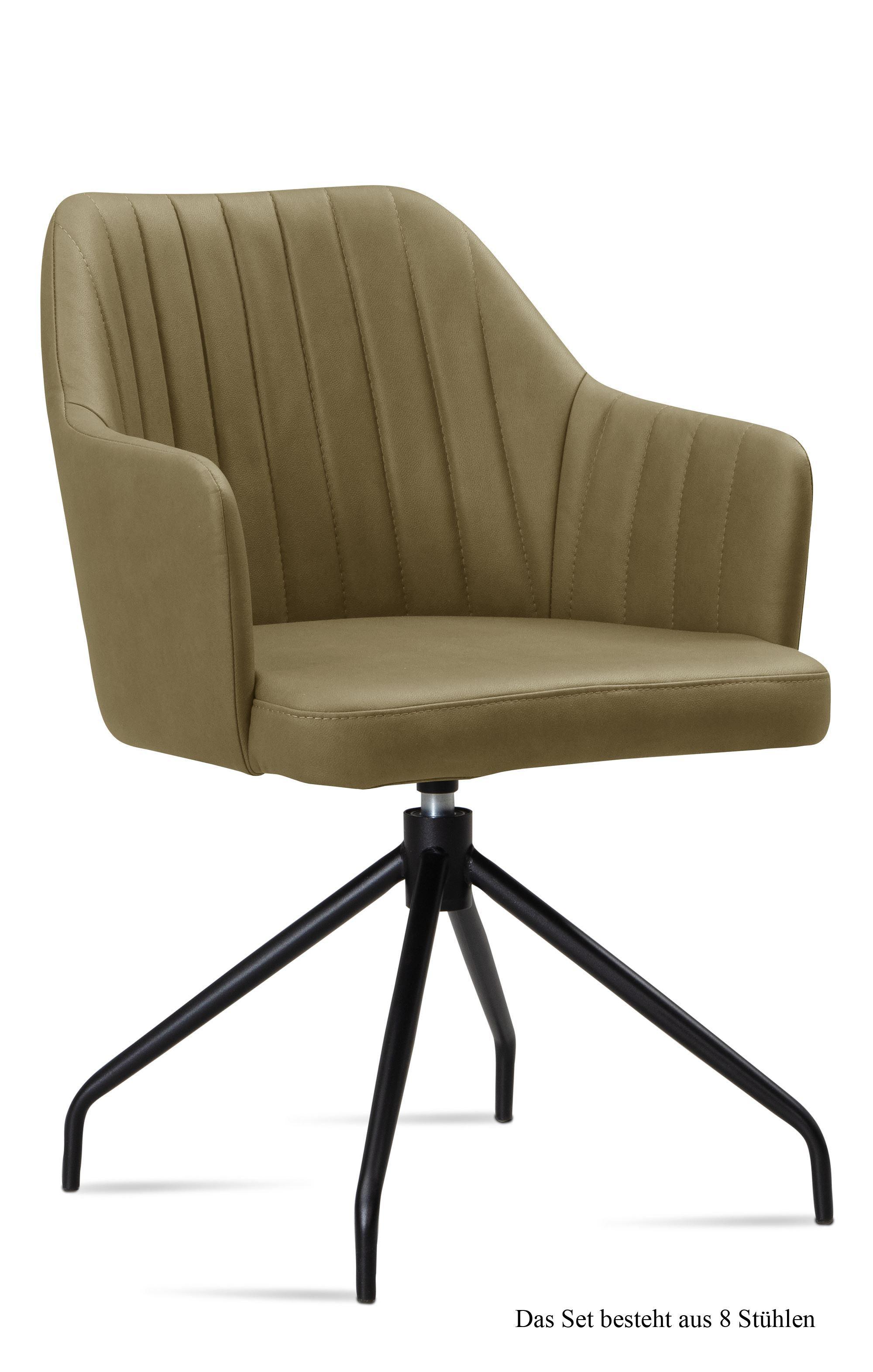 ARMLEHNSTUHL drehbar (8er-Set) Dorena 58x81x60 Schwarz/Olivgrün - Schwarz/Olivgrün, Kunststoff (60/81/58cm) - 58aufmkessel