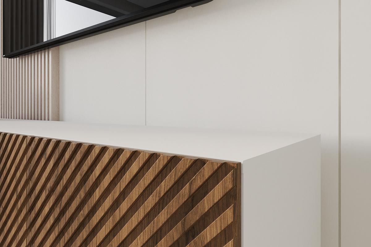 LOWBOARD ZENO-W 3x100x40x40 cm - Weiß / Katania - Eiche Wotan, Holzwerkstoff (300/40/40cm) - ALTDECOR