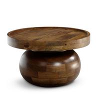 COUCHTISCH rund in Walnussfarbe, Massivholz Mango, 50x50x30,5 cm, niedrig, modern, natürliche Holzmaserung - Braun, Holz (50/50/30cm) - KADIMA DESIGN