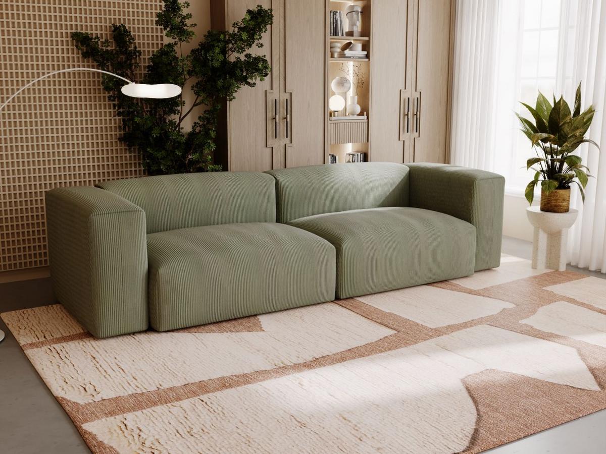 SOFA 240/85/80 Grün Landi - Schwarz/Grün, Kunststoff/Textil (240/85/80cm) - Graingold
