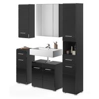 BADMÖBEL-SET in schwarz Hochglanz, 5-teilig 150 cm, Badkombination - Schwarz, Glas/Holzwerkstoff (150/182/34cm) - Inn.Furn