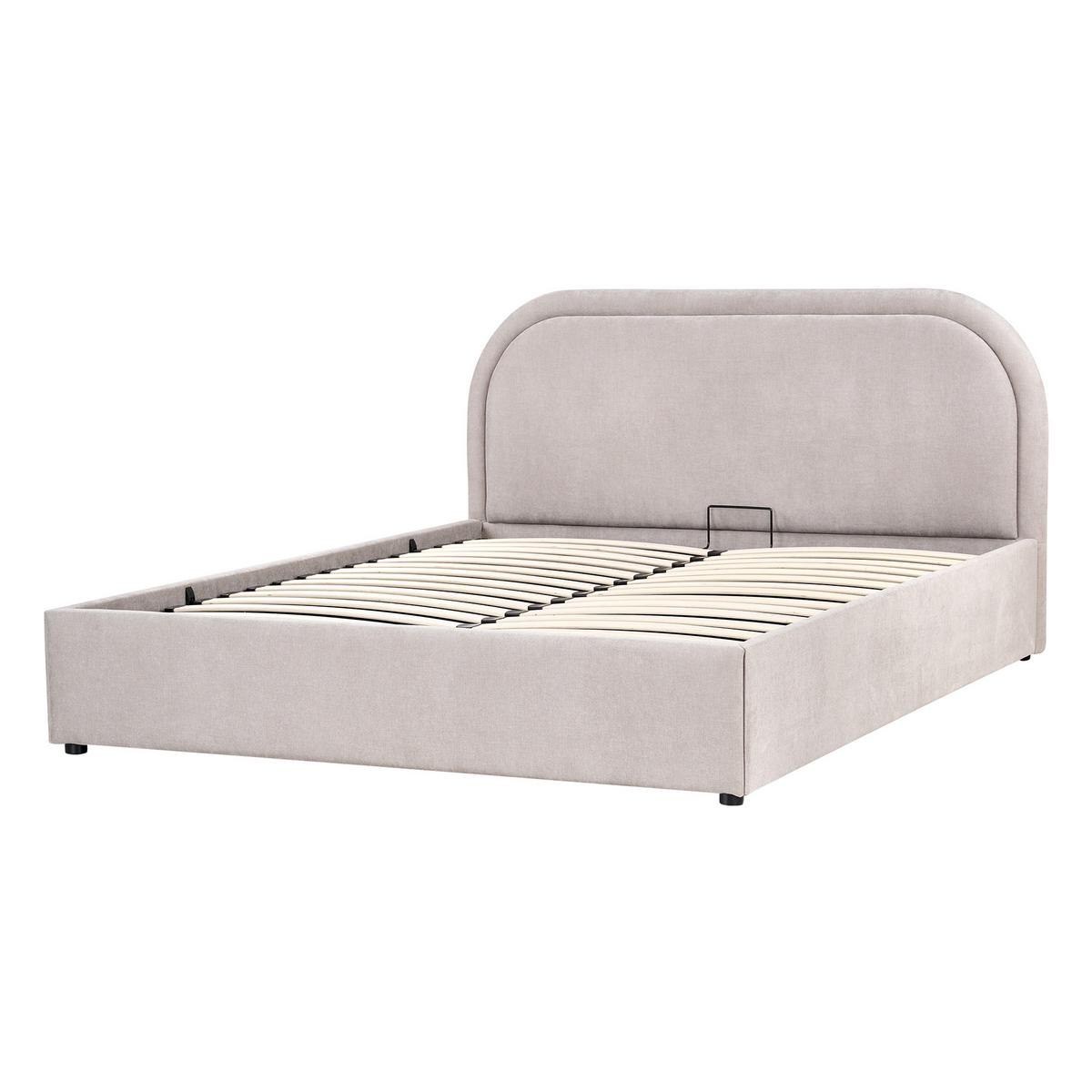 BETT mit Stauraum 140/200 cm Chenillegewebe Taupe Quillien - Taupe, Textil (140/200cm) - Beliani