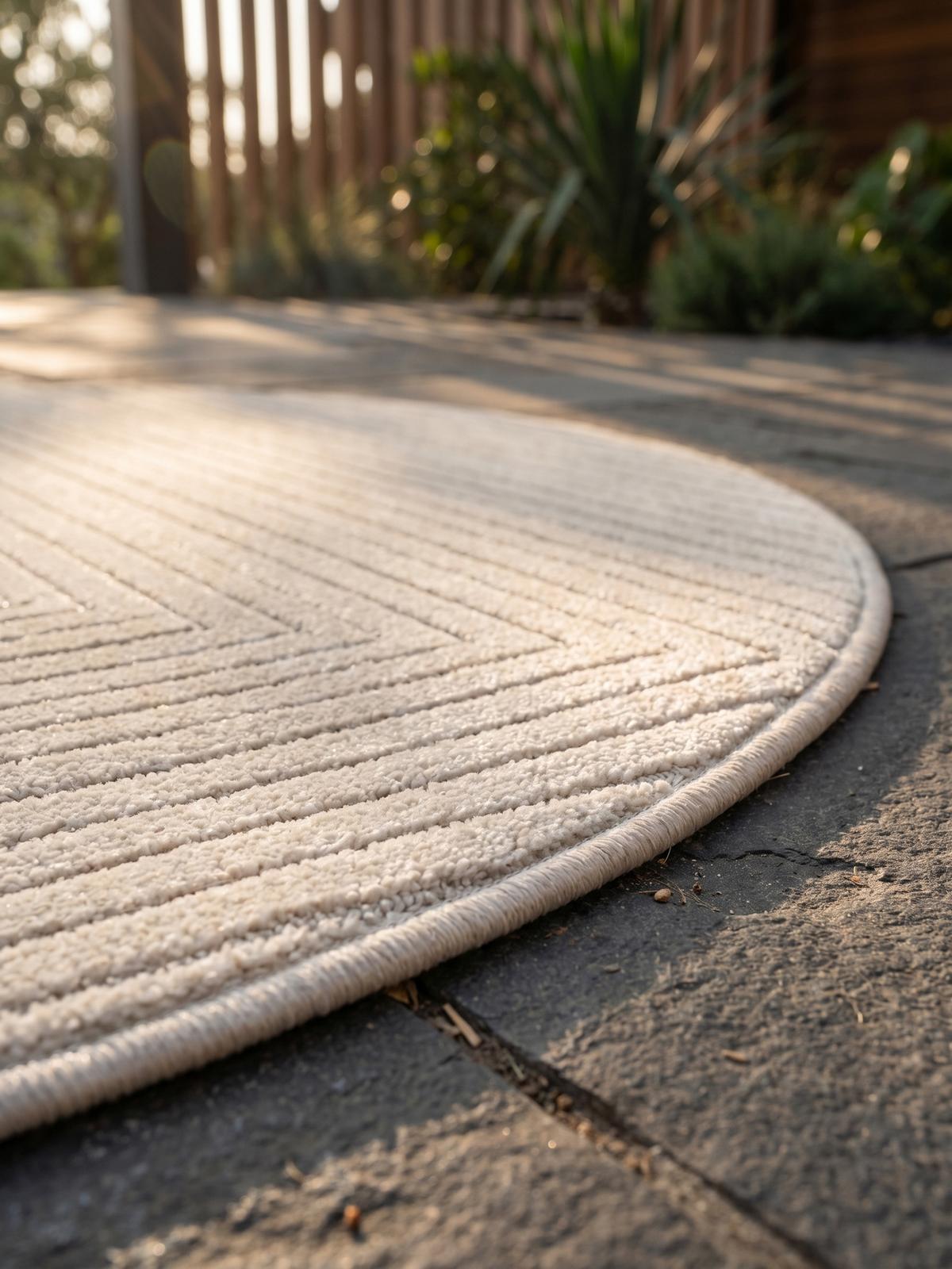 TEPPICH Outdoor ENGADIN in Creme, im Skandi-Stil mit 3D-Design, aus Polypropylen, Ø 200 cm - Beige, Textil (200/200cm) - KADIMA DESIGN