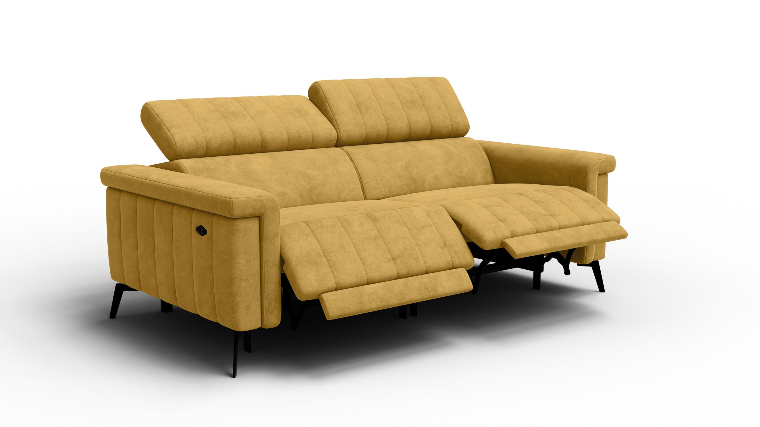 RELAXSOFA NORDEL 3-Sitzer, senfgelb - Gelb/Schwarz, Holz/Textil (194/80/105cm) - Wozimo