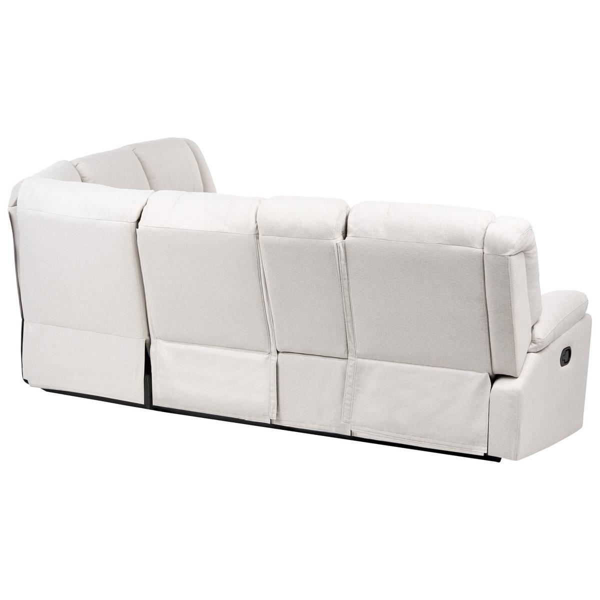 ECKSOFA manuell verstellbar Stoff Cremeweiß Hellbeige linksseitig Rokke - Creme, Textil (229/196cm) - Beliani