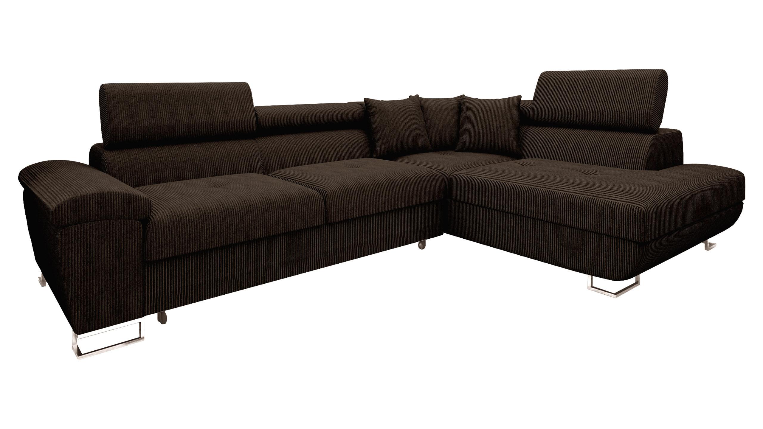 ECKSOFA Cotere Cord, Seite: Rechts - Nussbaumfarben, Holz/Textil (270/202cm) - MIRJAN24