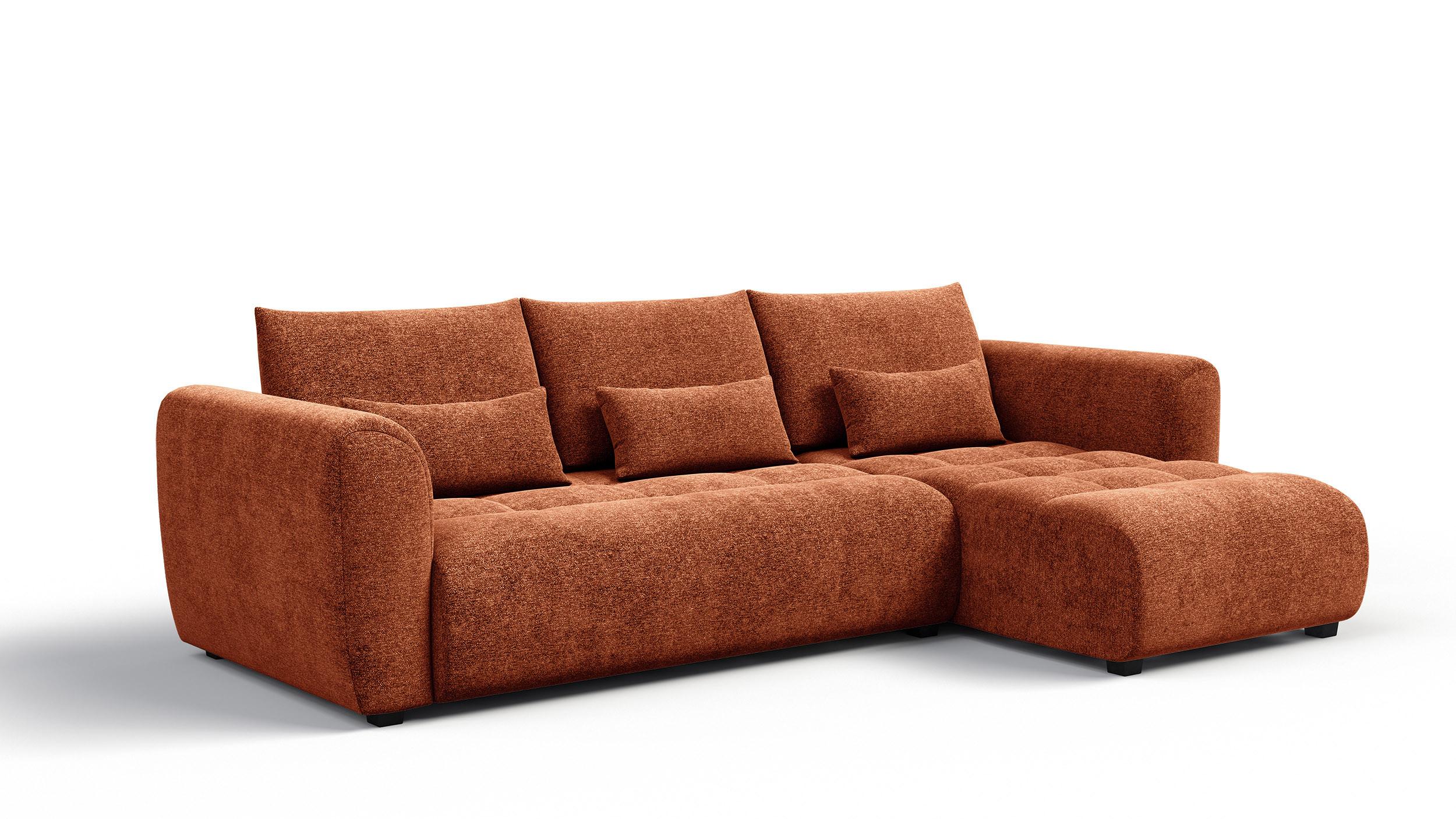 ECKSOFA SORENO 4-Sitzer, orange - Schwarz/Orange, Holz/Textil (293/171cm) - Wozimo