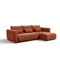 ECKSOFA SORENO 4-Sitzer, orange - Schwarz/Orange, Holz/Textil (293/171cm) - Wozimo