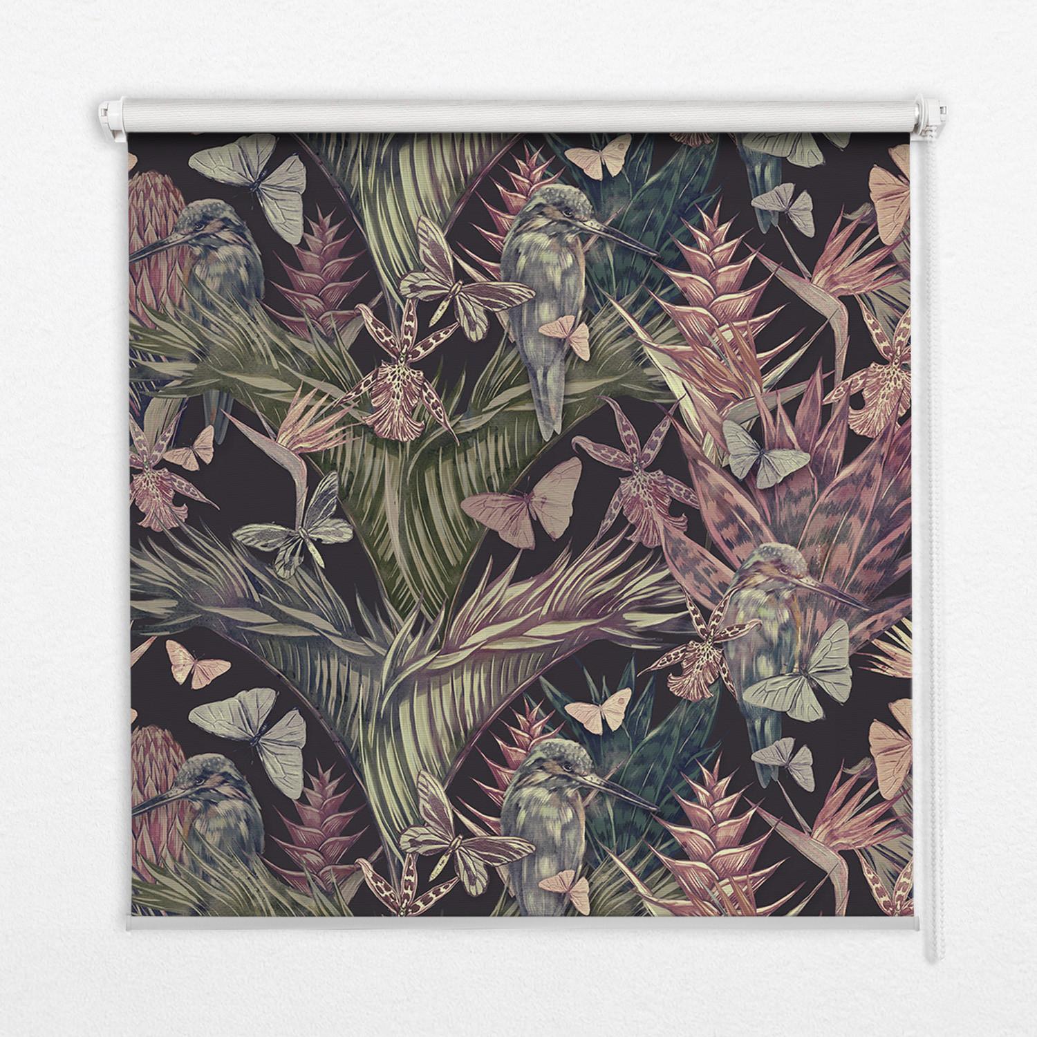 INNENROLLO - Fensterrollo - Rollo - 80x180 cm - Exotische Pflanzen und Vögel - Violett, Kunststoff (80/180/0.5cm) - TULUP