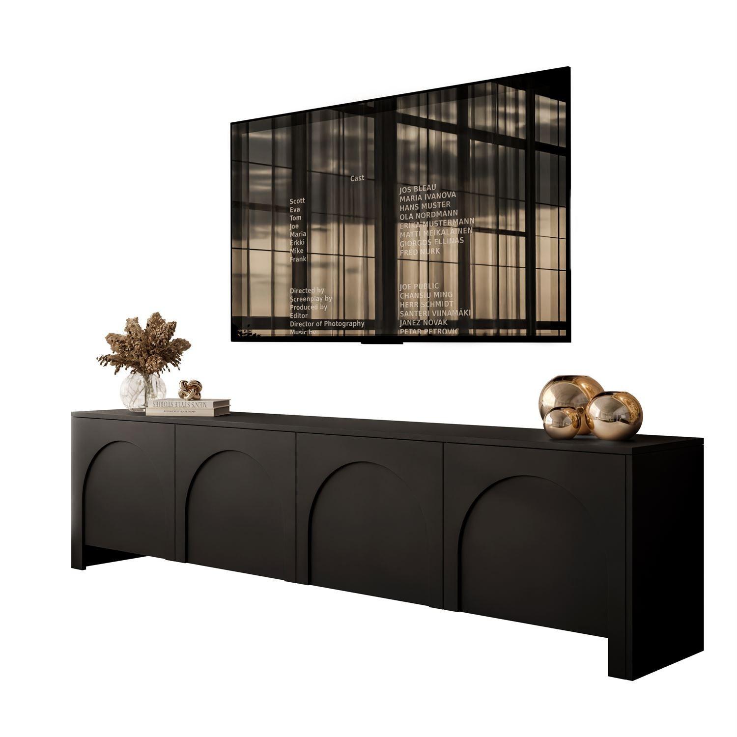 TV-ELEMENT ARIADNA schwarz viertürig - Schwarz, Holzwerkstoff (204/51/35cm)