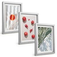 BILDER SET 3er Set - 20x30 cm Silberner Rahmen - Feiertagspalmenfrüchte - Silberfarben, Kunststoff (20/30cm) - TULUP