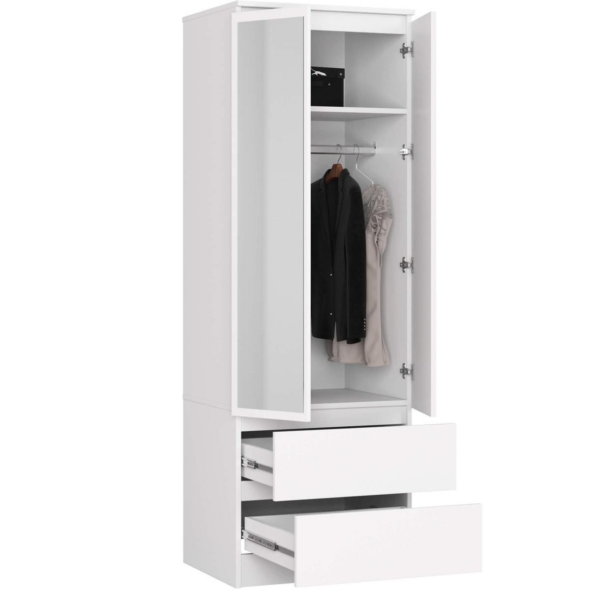 KLEIDERSCHRANK Weiß 180/60/51 - Weiß, Holzwerkstoff (60/180/51cm) - RAUMHIRSCH FURNITURE