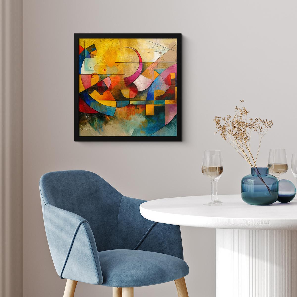 POSTER MIT RAHMENGERAHMTES BILD Kunst - Abstrakt - Modern 40x40 cm - Gelb, Papier (40/40cm) - MuchoWow