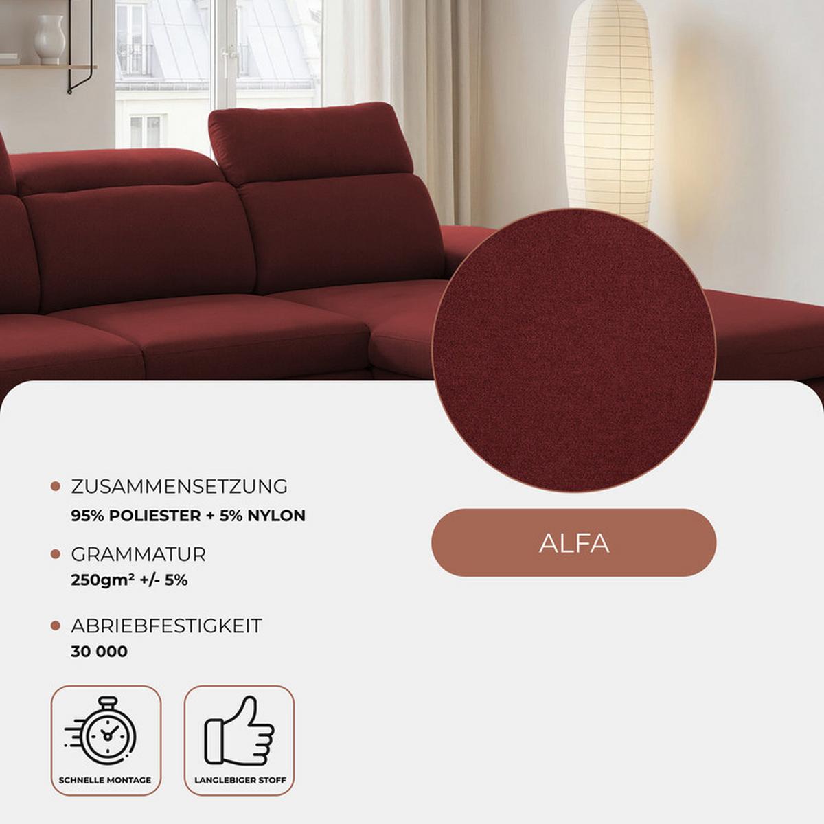 ECKSOFA PABLO mit Schlaffunktion und Bettkasten Rot - Rot, Holzwerkstoff/Kunststoff (250/90cm) - Idohome