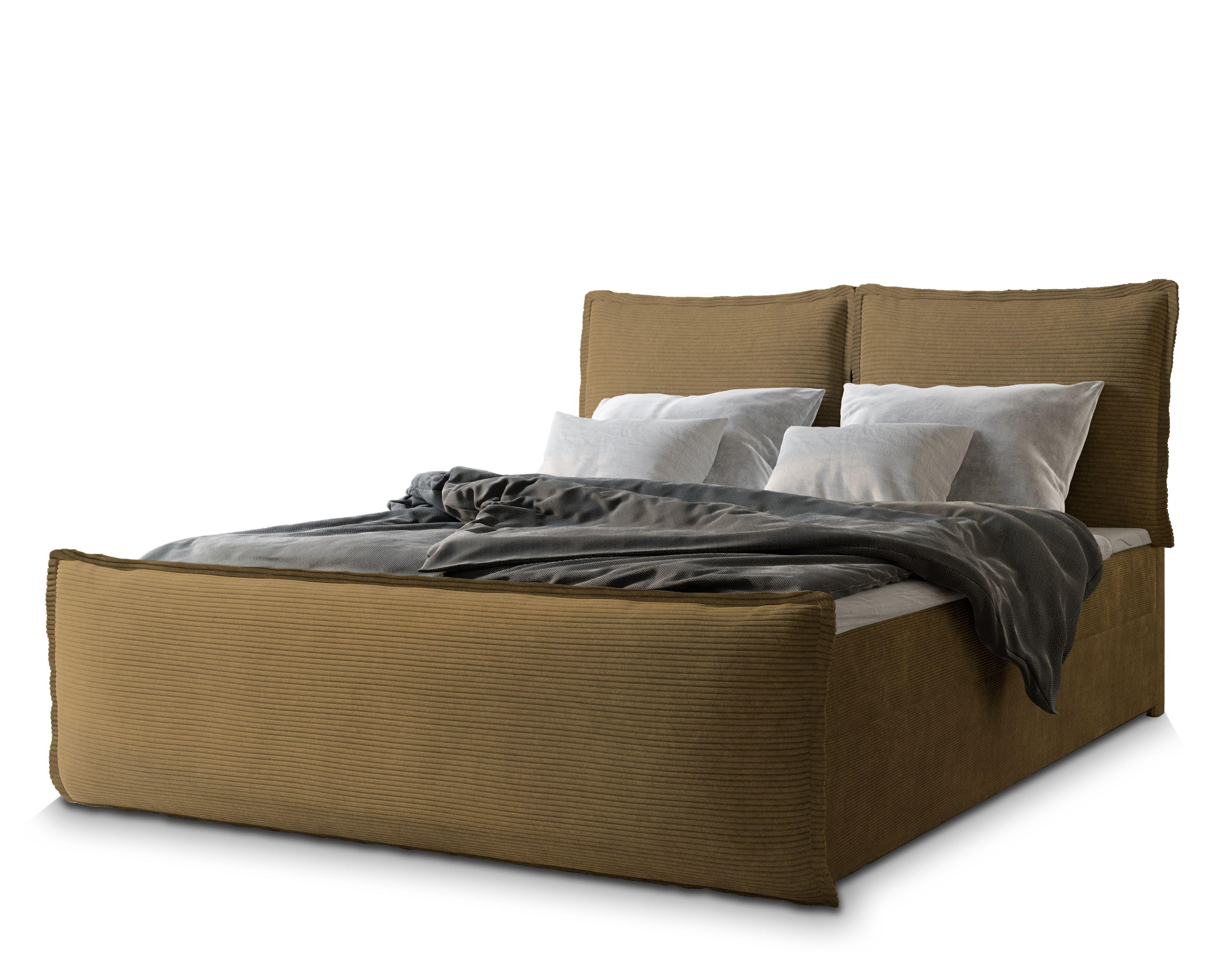 BOXBETT MONTA 160x200 cm mit Matratze und Topper - Gelb - Gelb, Holz (160/200cm) - MASSENO