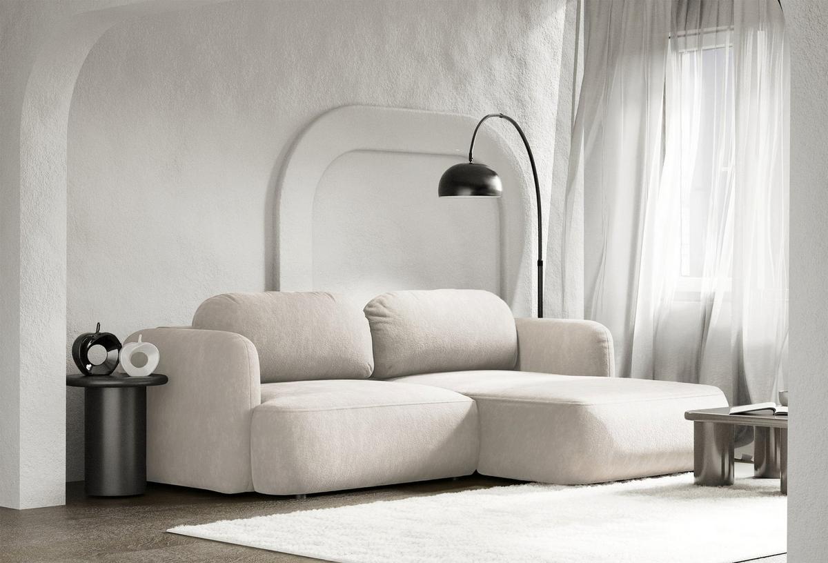 ECKSOFA Tvoya Creme-Chenille - Creme/Schwarz, Kunststoff/Textil (175/267cm) - Selsey