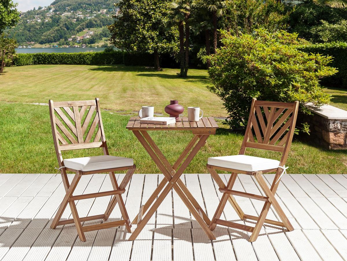 GARTENSTUHLKISSEN 2er-Set Cremeweiß 37/34 cm Terni - Weiß, Textil (37/5/34cm) - Beliani