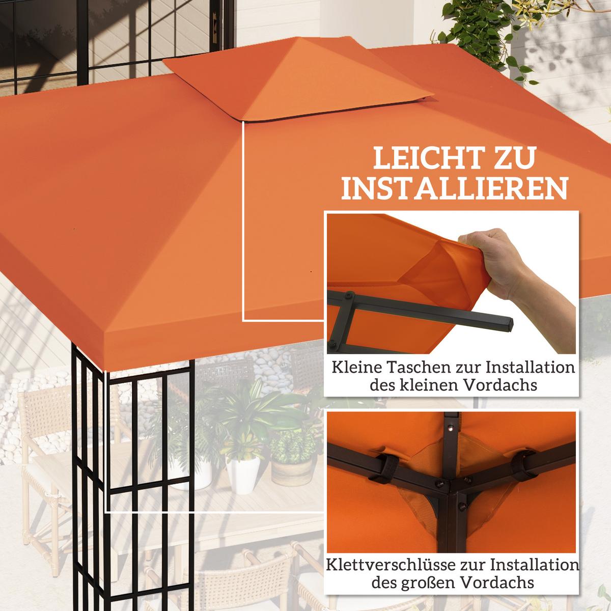 PAVILLONDACH, Polyester, Rostrot - Rot, Kunststoff (300/18/300cm) - Outsunny