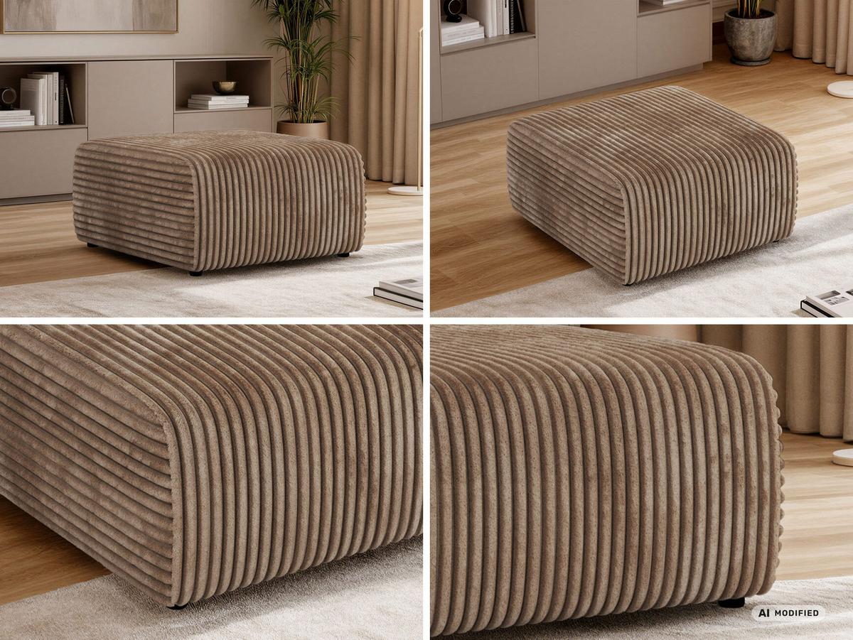 POUF NESSARO - Braun Cord - Schwarz/Braun, Kunststoff/Textil (87/44/96cm) - MKS