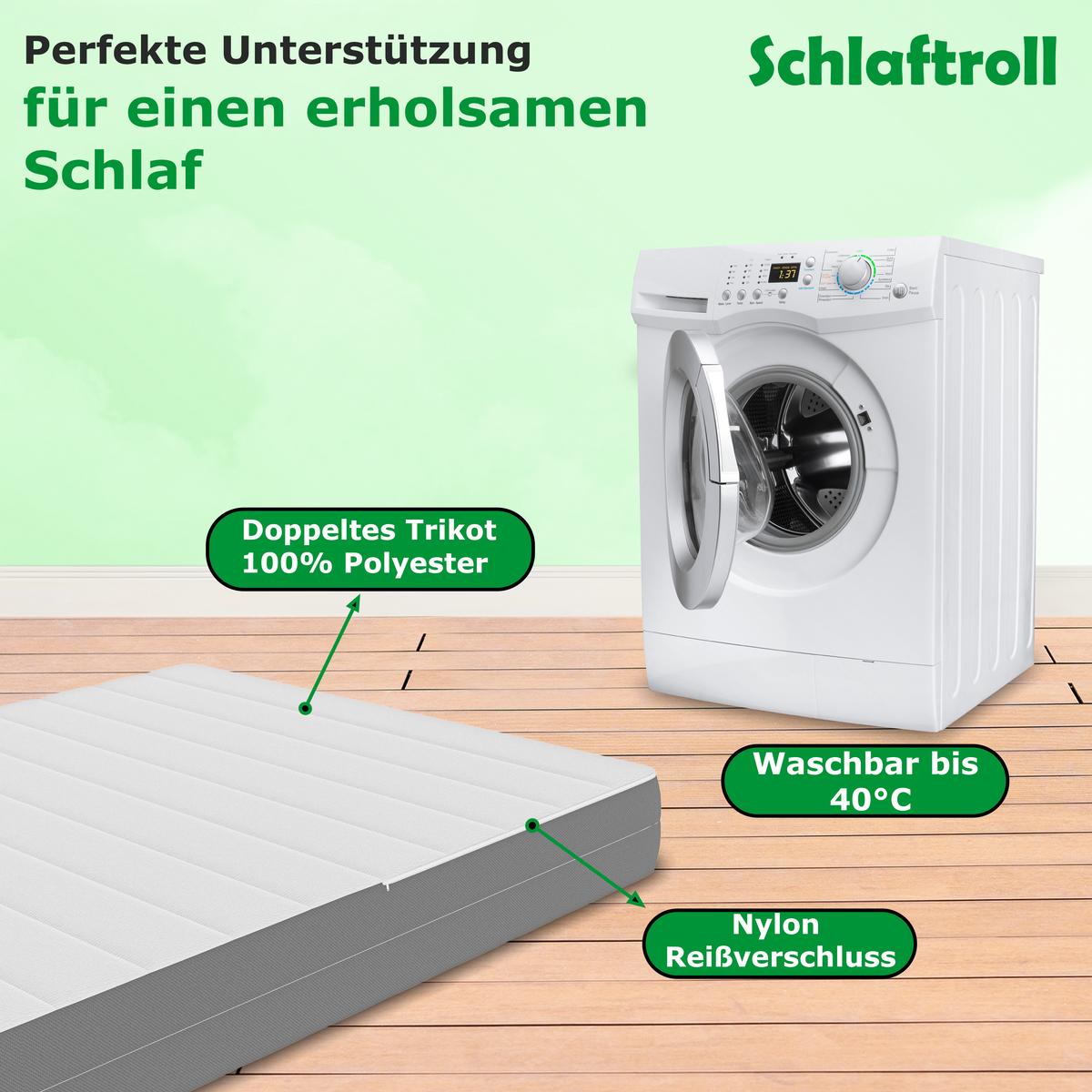 KALTSCHAUMMATRATZE 7 Zonen Bett Matratze Höhe 17 cm 120 x 190 cm - Weiß, Textil (120/190cm) - Schlaftroll