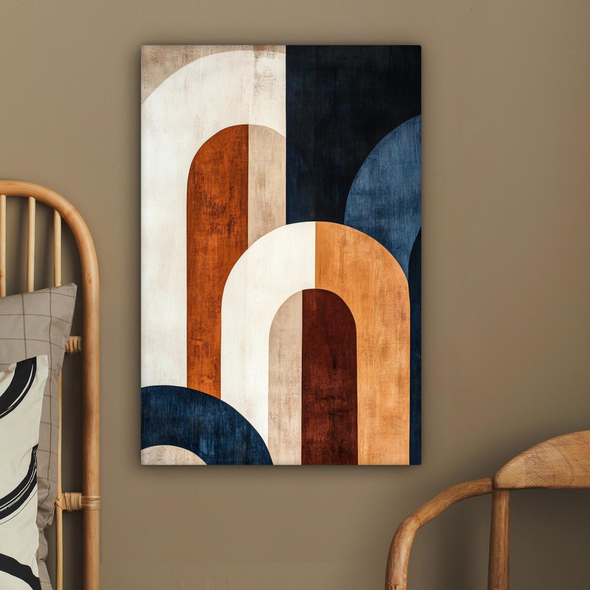 LEINWANDBILD Abstrakt - Formen - Dunkelblau Wanddeko 40x60 cm - Cognac, Textil (40/60cm) - MuchoWow