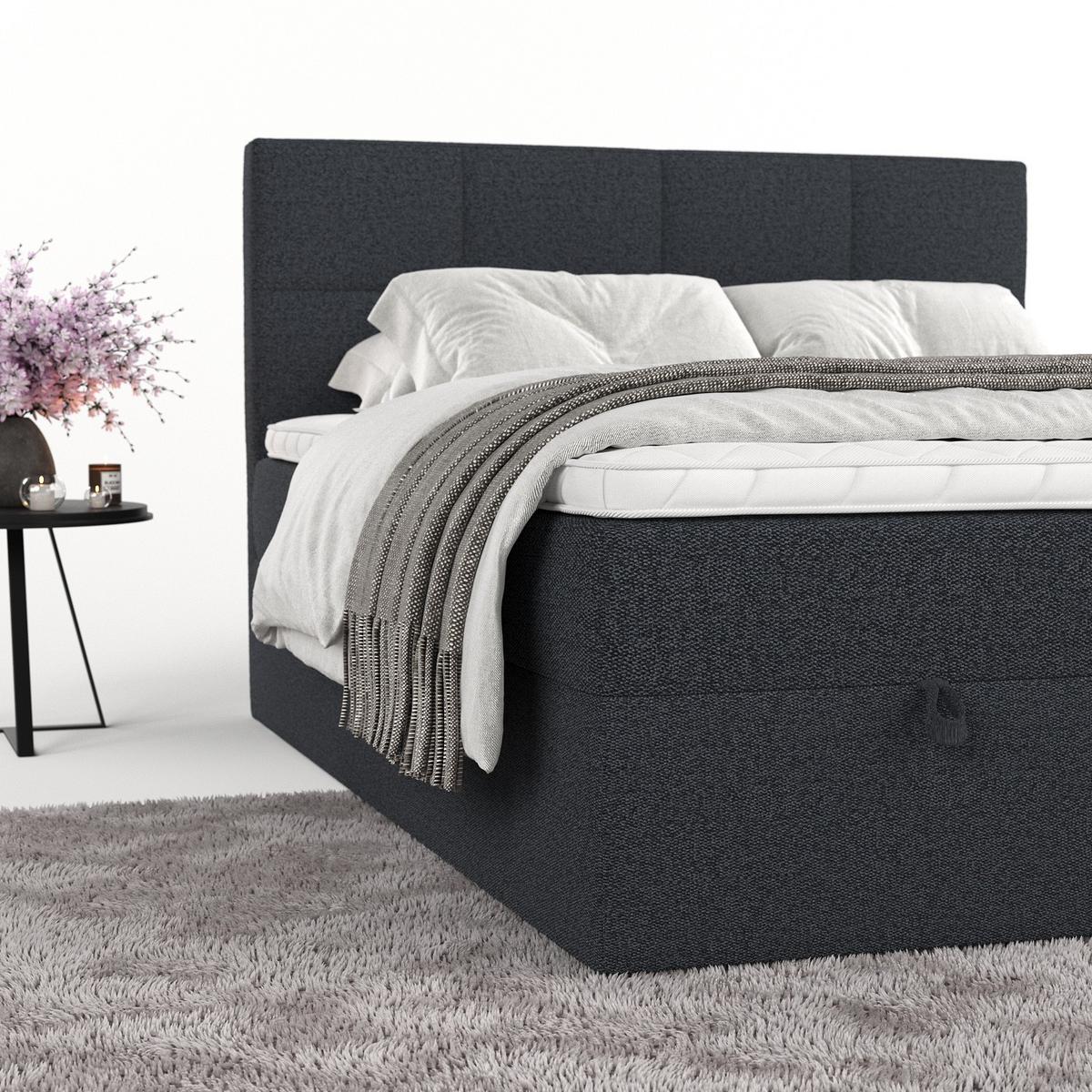 BOXBETT Velto 160/200 cm Anthrazit im Riva Stoff - Anthrazit/Schwarz, Holz/Holzwerkstoff (160/200cm) - AltaBeds