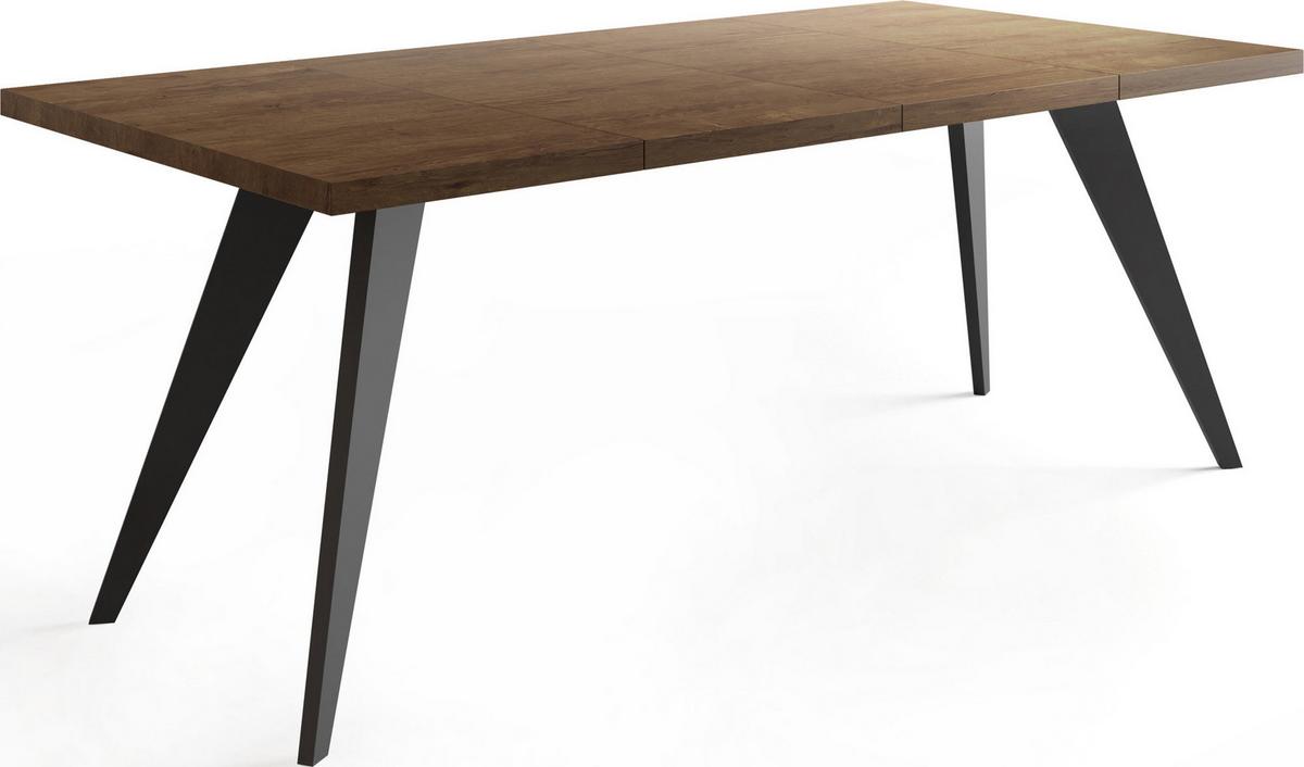 ESSTISCH Quadro quadratischer ausziehbarer, Lefkas Eiche 100-150/100/76 cm - Alteiche/Schwarz, Holz/Holzwerkstoff (100/150/76cm) - WFL GROUP