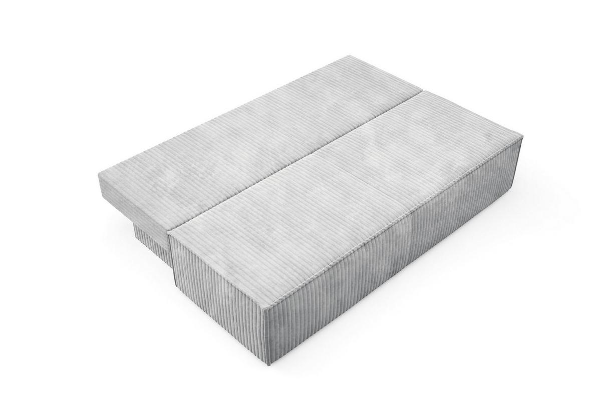 BETTSOFA TESSO Grau Kordstoff mit Schlaffunktion - Weiß, Holz (202/74/94cm) - MASSENO