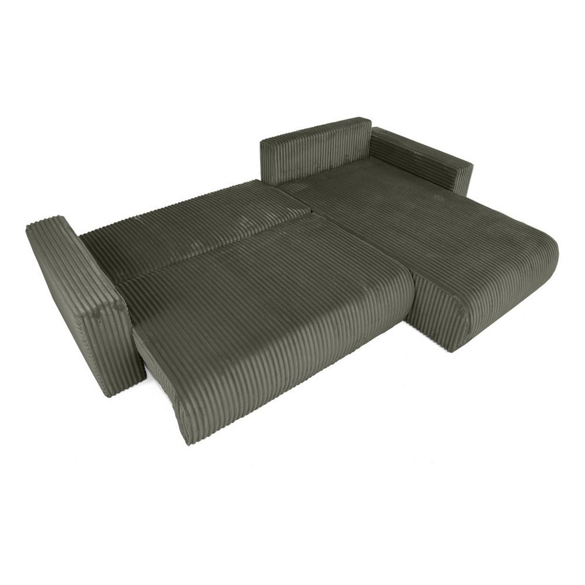 ECKSCHLAFSOFA Porto mit universelle Ottomane, Grün - Schwarz/Grün, Textil (288/190cm) - Beautysofa