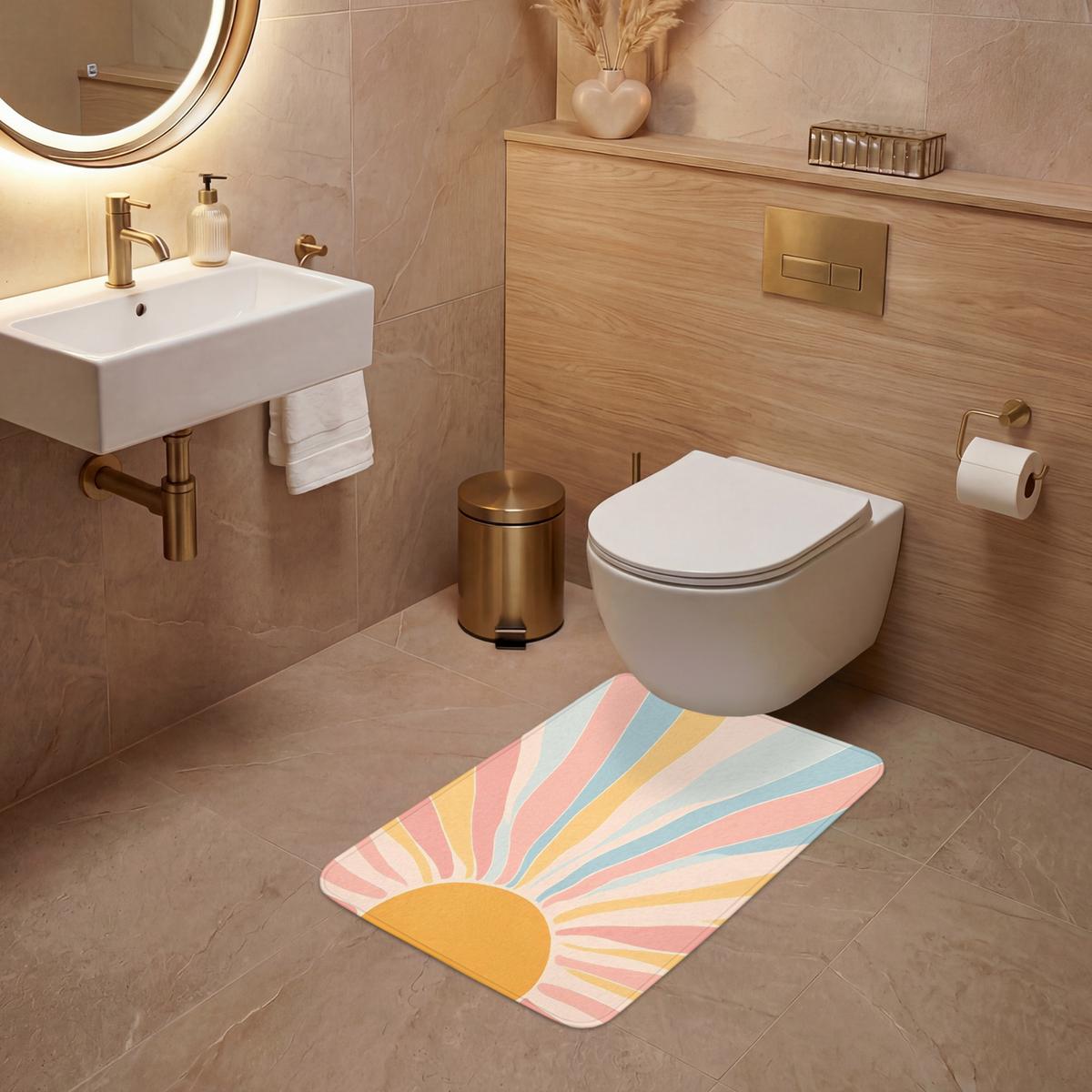 WC-VORLEGER Illustration - Sonne - Pastellfarben WC Teppich 50x80 cm - Pastellblau, Textil (50/1cm) - OnlyWow